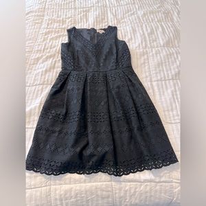 Loft Outlet Black Lace V-Neck Fit and Flare